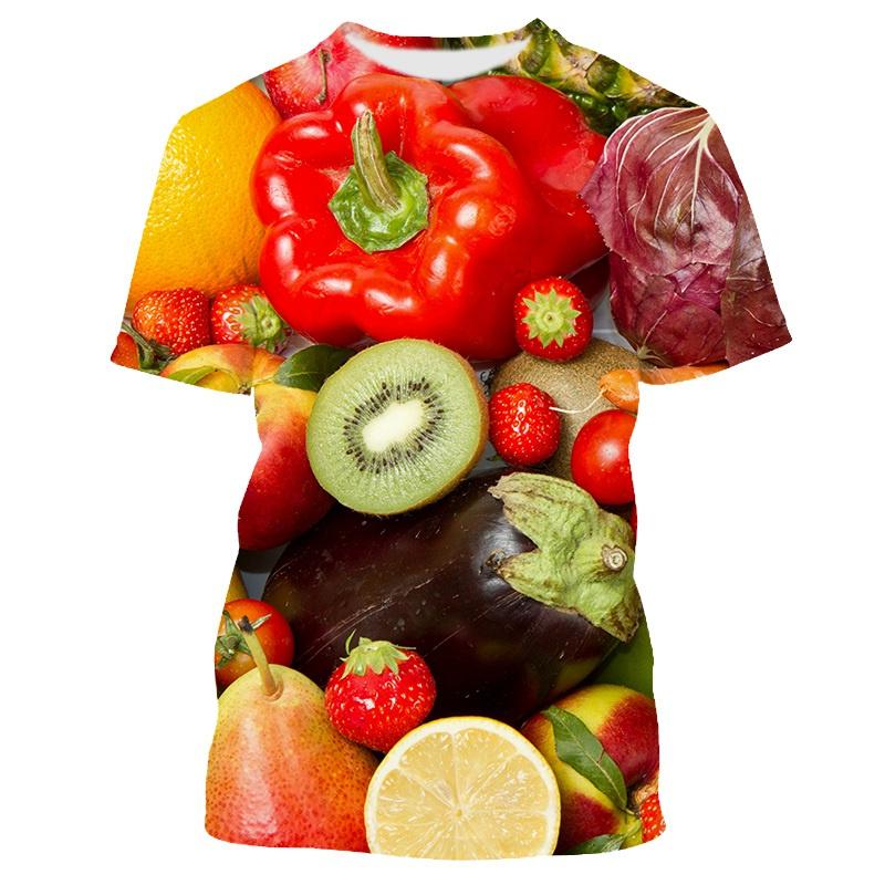 Fresh Fruit Berry Pattern Men's T-shirt Casual Men's Soft Loose Short Sleeved Clothing Fashionable Street Wear Fun Round Neck Tops