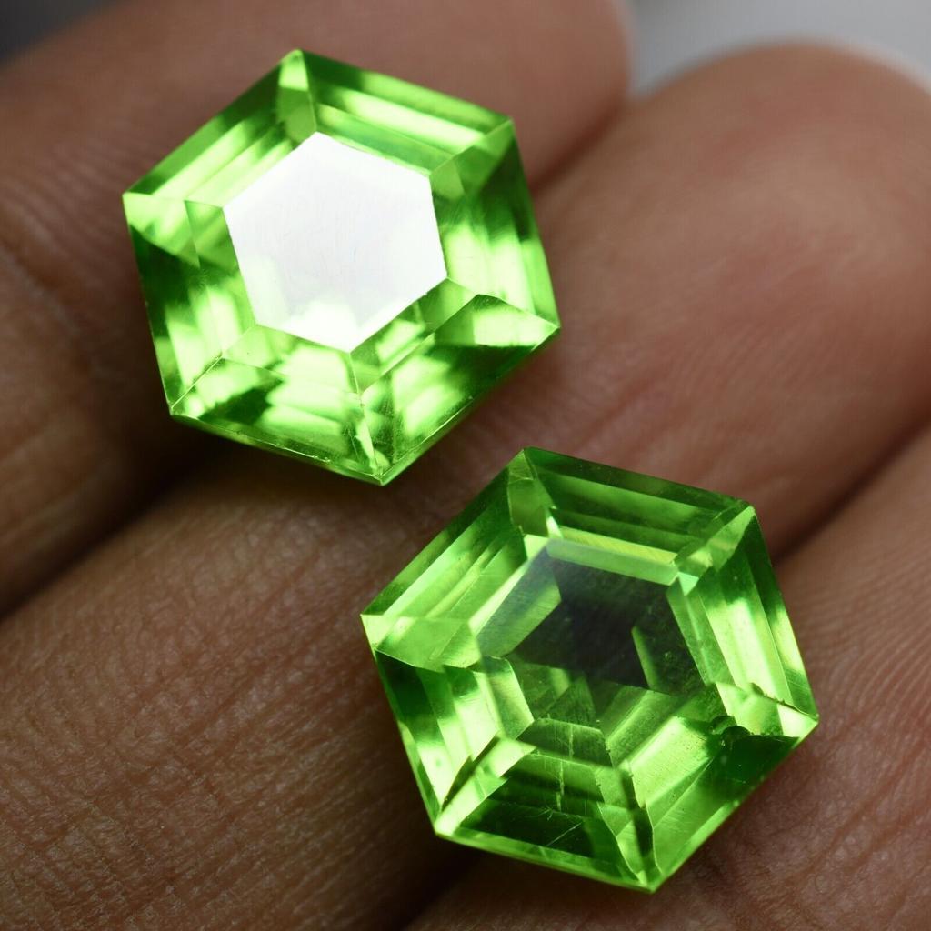 Pair Of 18.25 Ct NATURAL Green Peridot Fancy Cut Loose Gemstone AAA