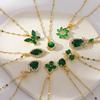 Подвеска-ожерелье Изумрудная бабочка: Роскошная титановая стальная ключичная цепочка для женщин