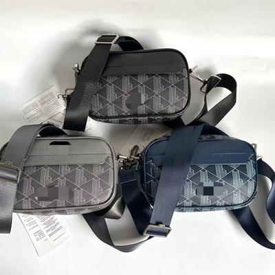 Мужская повседневная клетчатая кожаная сумка кроссбоди