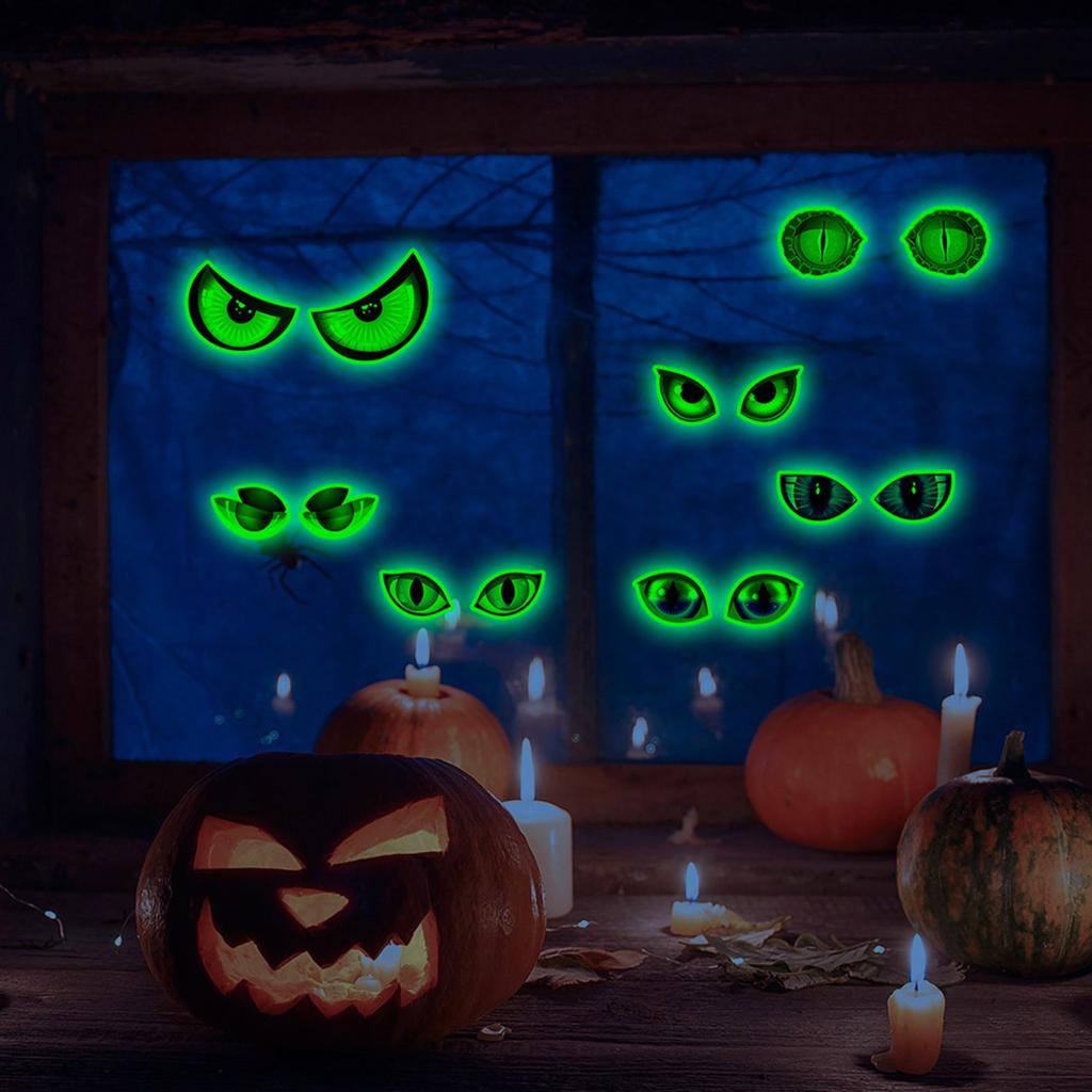 Светящиеся в темноте самоклеящиеся наклейки на стену «Подглядывающие глаза» на Хэллоуин для жутких украшений для вечеринки, материал ПВХ