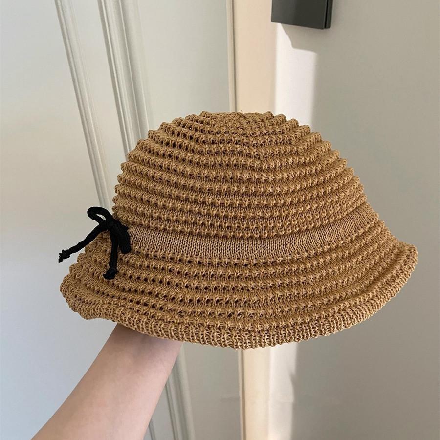 2024 новый сезон дорожная соломенная шляпа с бантом женская с большим карнизом солнцезащитный козырек защита от солнца универсальная праздничная шляпа-ведро