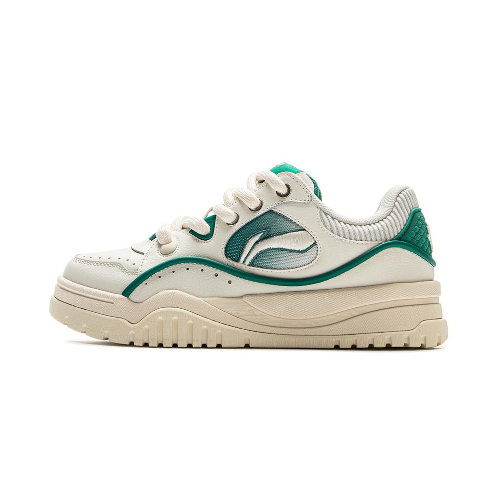 Li Ning x LOL Slip Resistant, Abrasion Resistant, Lightweight Low top Skateboard Shoes Women's Beige Green AGCV060-2