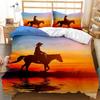 Western Cowboy Sunset Scenery Comfortable Duvet Quilt Cover Pillowcase Bedding Set Children Bedroom Decoration Home Textile
