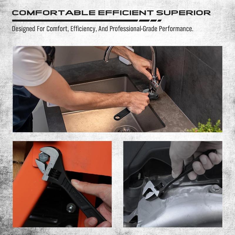 Набор разводных ключей 6/ 8 /10 /12 дюймов с регулировкой, коррозионностойкое покрытие из черного оксида для автомобильных, сантехнических и бытовых ремонтных работ