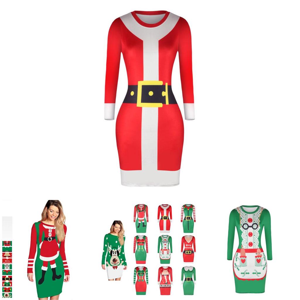 Stylish Knitted Christmas Elf Jumper Dress For Women With Classic Print Design