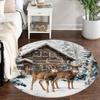 Зимняя ферма Тема Круглый ковер Деревенский стиль Лес Олень Лошадь Декор Ковер Домашний Внутренний Декор Коврик для Гостиной Спальни