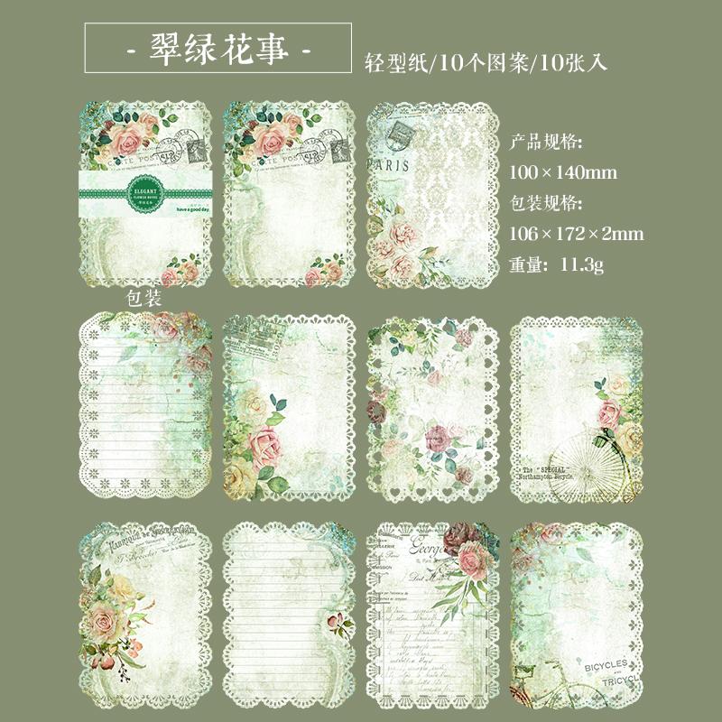 JIANQI 10pcs/pack Vintage Floral Lace paper Scrapbook Materials DIY Collage Junk Journal Supplies Planner Decorative Paper