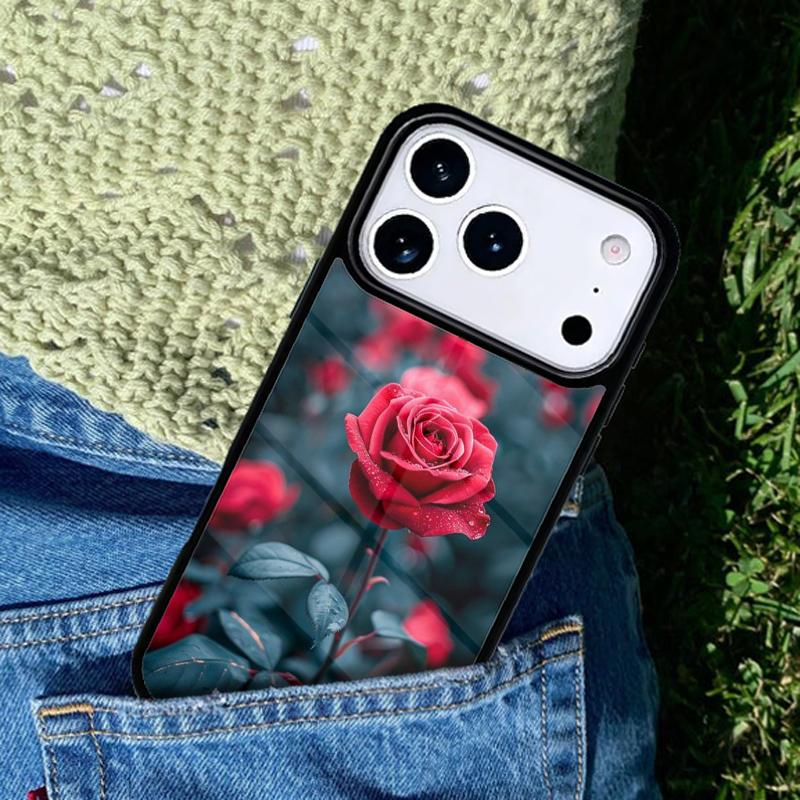 Single Red Rose Phone Case For iPhone 17 AIR 16 Pro Max 15 14 Pro 11 12 13 Shockproof Silicone Cover