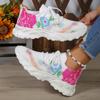 Comfort Casual Women's Shoes Fashion Soft Sole Breathable Print Flower Flat Shoes for Women
