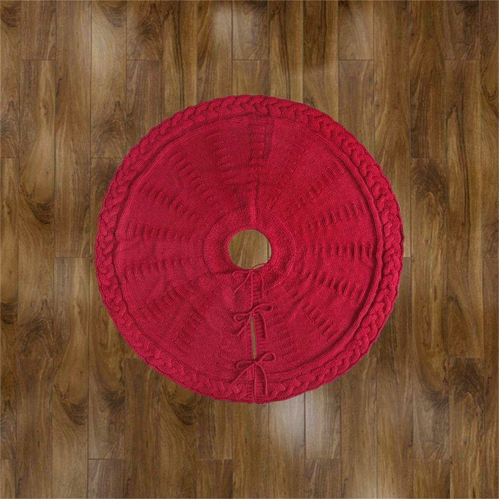 Рождественская елка коврик юбка однотонный вязаный елка нижняя крышка круглый коврик для деревенского праздничного украшения вечеринки