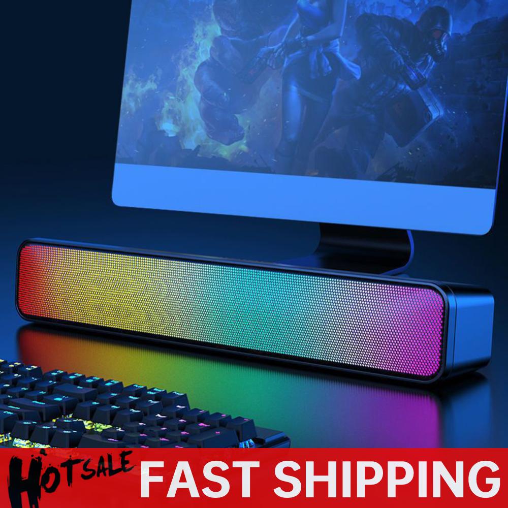 RGB Беспроводная колонка Совместимая с Bluetooth Настольная колонка Питание от USB Компьютерная колонка с сабвуфером Высокая громкость для ПК Ноутбука