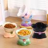 Flower Shape Pet High Foot Bowl Gradient Color Pet Drinking Feeder Multi-use Cat Bowl  Kitten Puppy