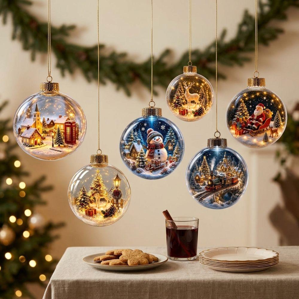 Acrylic Clear Christmas Bauble Hanging Transparent Christmas Spherical Pendant Christmas Tree