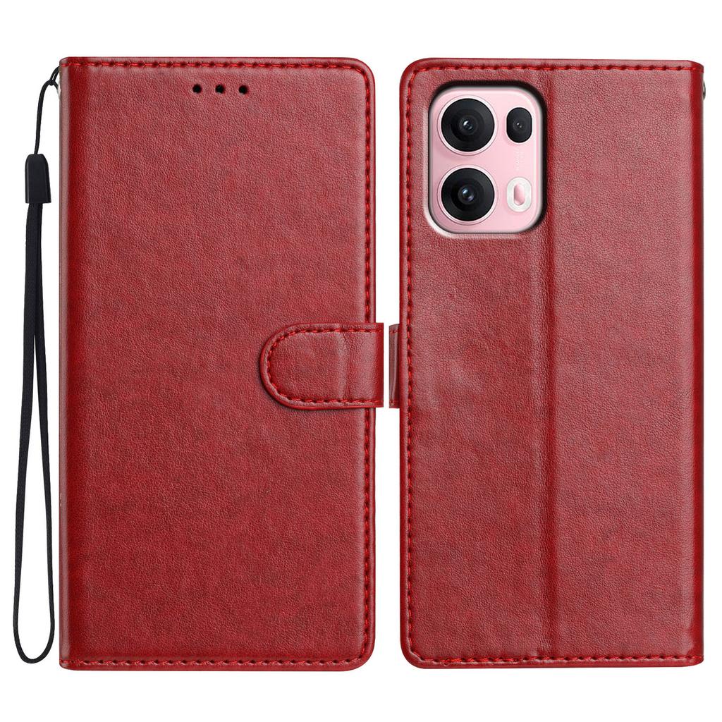 For Oppo Reno13 Pro 5G Leather Case Wallet Stand Phone Cover with Handy Strap