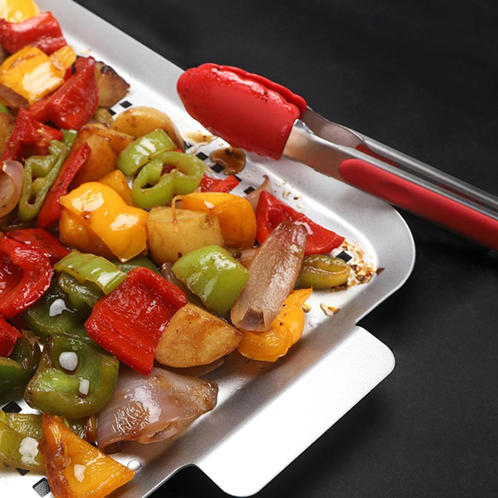 Sturdy Stainless Steel Grill Pans For Outdoor BBQ With Perforated Design And Handles Ideal For Vegetables Fish Meat