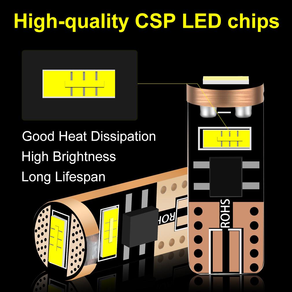 2 шт. W5W светодиодный T10 автомобильный фонарь CSP 6000K белый автомобильный номерной знак 194 168 светодиодный светильник для салона автомобиля купольные светильники постоянного тока 12 В