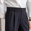 Men's High-Waist Autumn Business Suit Pants, Straight with Paris Buckle, Drape-Free, Easy-Iron, Casual All-Match Style.
