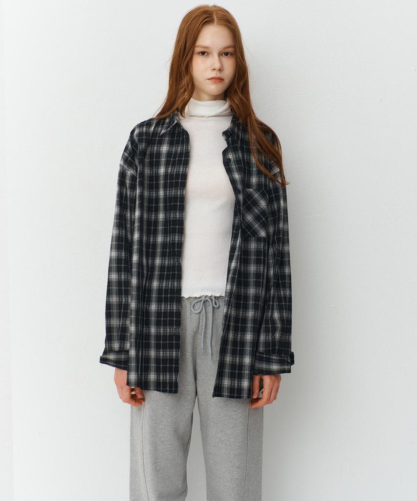 RAVEROUS Oversized Check Shirt_Black