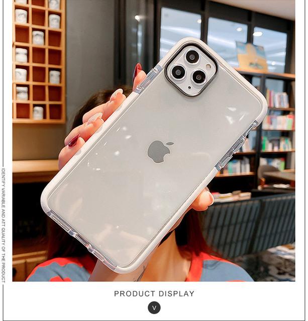 Противоударный оранжевый чехол для телефона Iphone 11 13 12 14 Pro Max Xr Xs 7 8 Plus X, прозрачный мягкий чехол с рамкой ярких цветов, задняя крышка