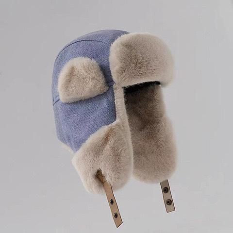 Winter Lei Feng hat women's plush thermal ear protection hat plush thickened cotton hat outdoor cycling cold protection Northeast hat men