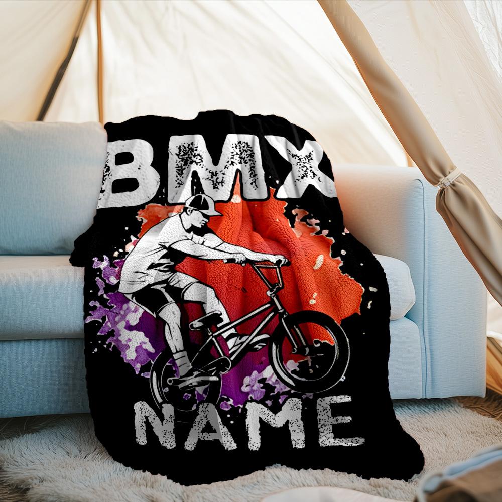 Bmx Outdoor Customize Your Name Blanket Comfortable Soft Lightweight Allseason Multipurpose Blanket For Travel Camping Picnics Sofa Office Bed Living