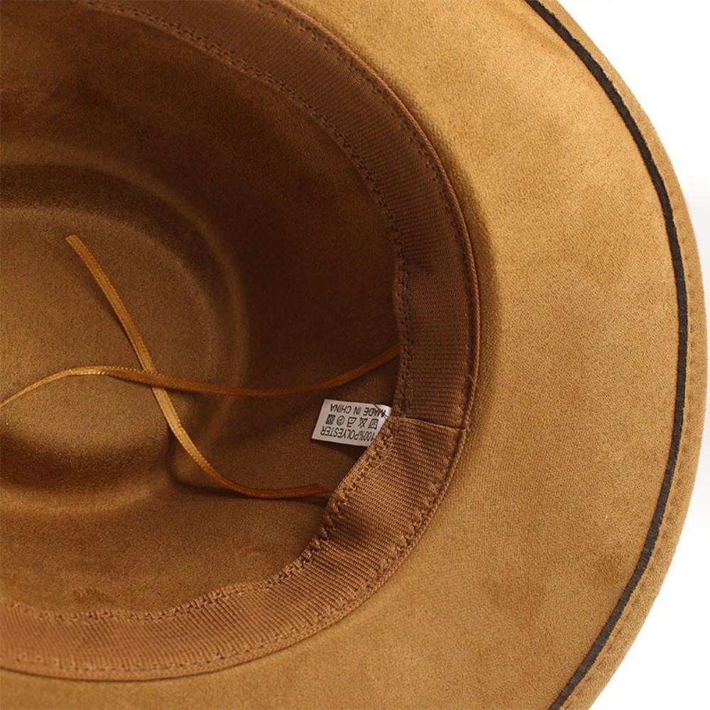 Roll Up Edge Cowboy Fedora Hat Suede Jazz Hat Fashion Western Hat Outdoor Travel