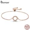 BAMOER Trendy 925 Sterling Silver Glittering Round Circle Chain Link Strand Bracelets