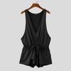 INCERUN Mens Deep V Jumpsuits Sleeveless Bandage Front Short Romper Bodysuits