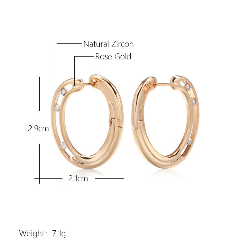 Kinel Trendy Rose Gold Color Hoop Earrings For Women Hollow Design Zircon Vintage Weddings Jewelry