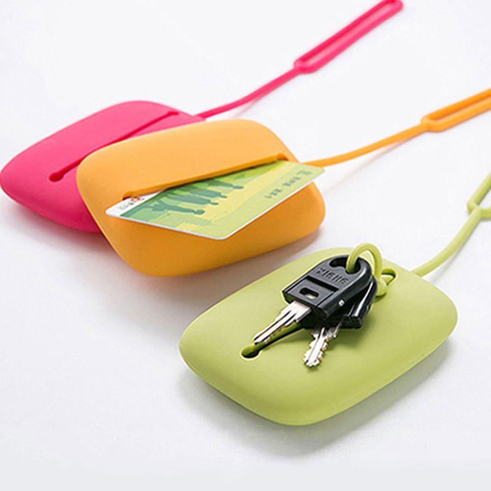 Women Intelligent Hasp Style Pouch Silicone Card Bag Accessories Key Holder Case