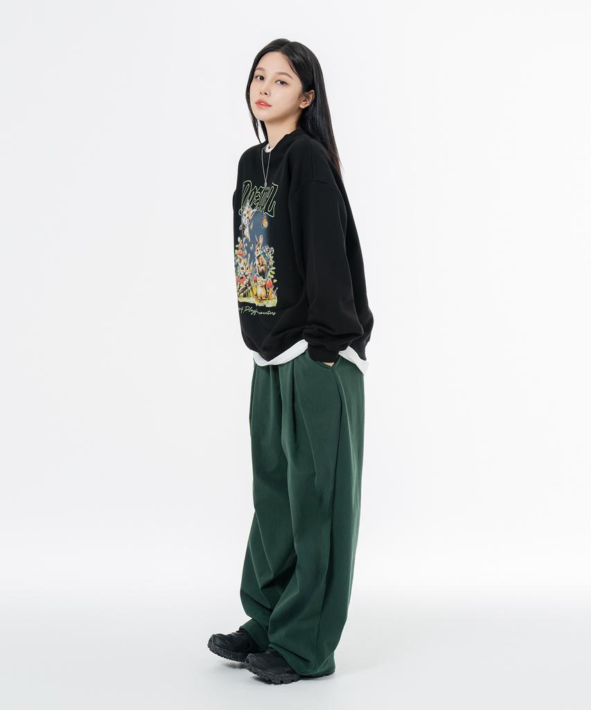 MOZMOZ Soft Terry Nature Oversized Sweatshirt Black