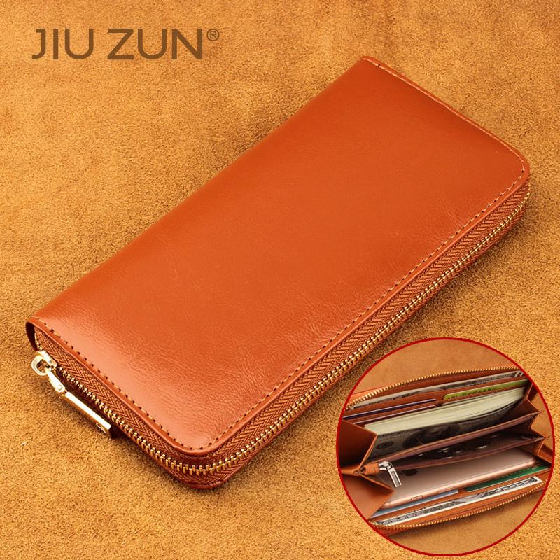Unisex Oil Wax Cowhide Leather Wallet: Long Zip Design, Bestseller In Japan