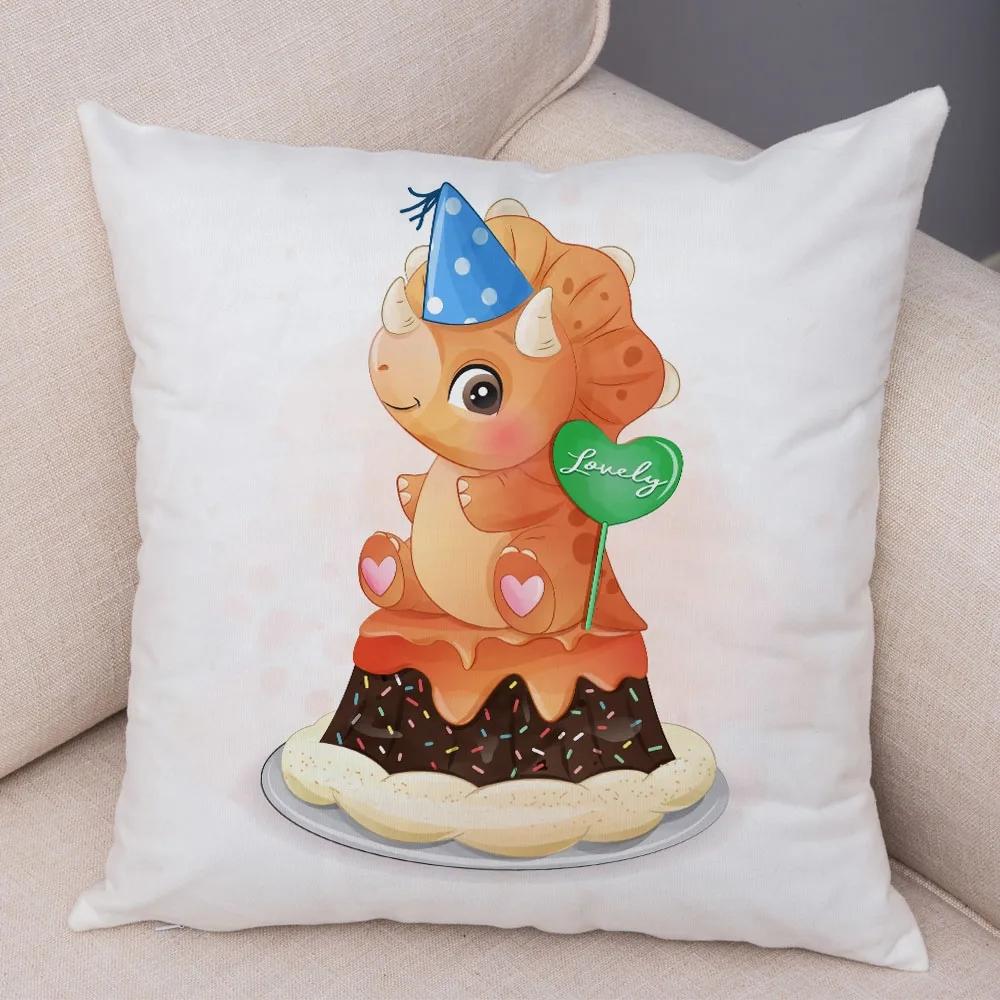 Чехол для подушки с изображением динозавра юрского периода, украшение, симпатичное животное, мягкая наволочка для детской комнаты, дивана, дома, автомобиля