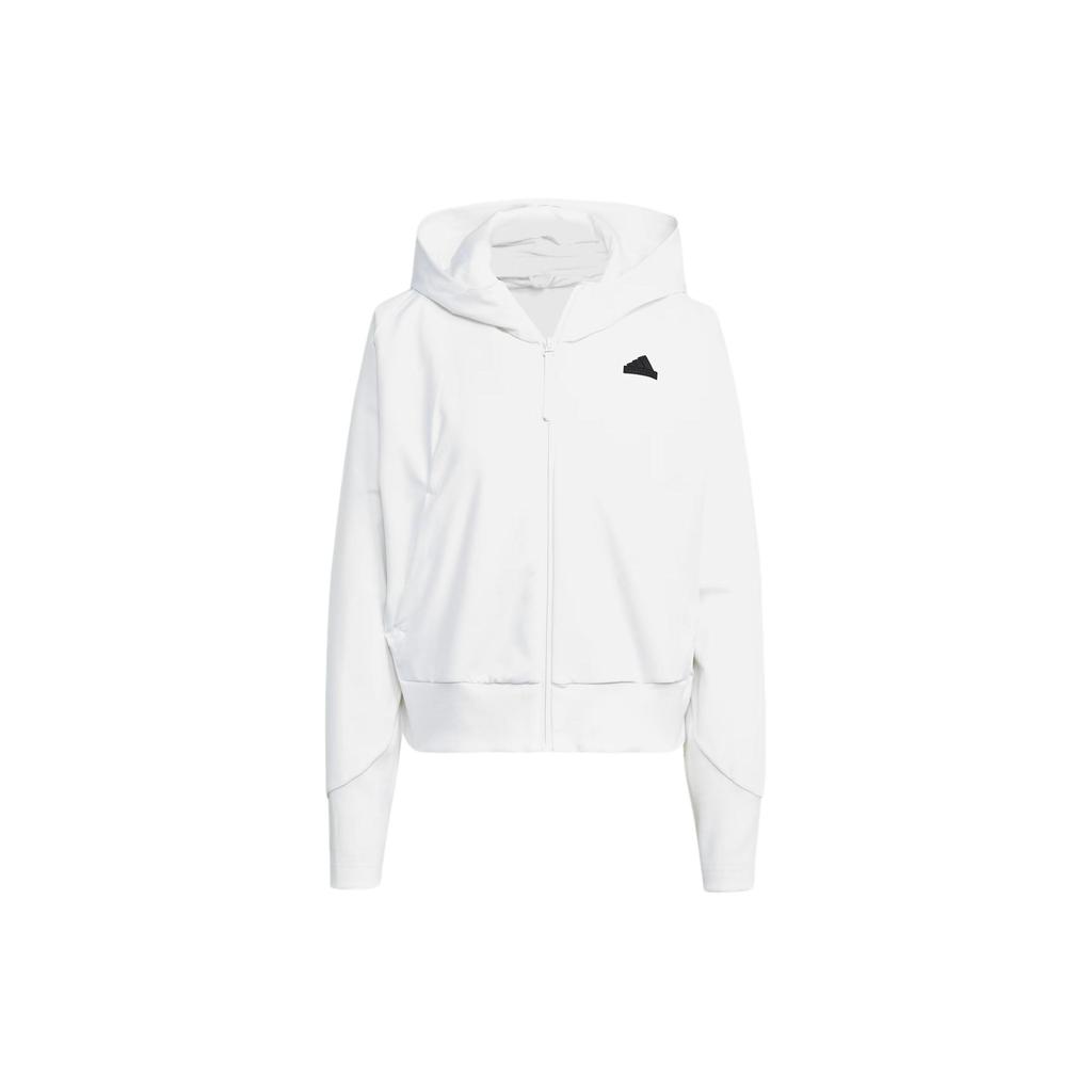 Adidas Z.N.E. Woven Full-Zip Hoodie With Monochrome Logo Women Jackets White IN9483