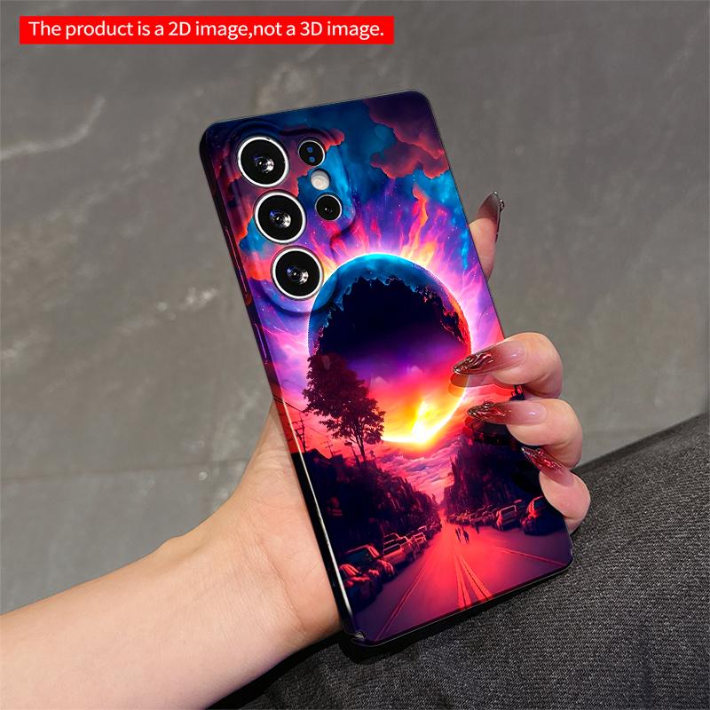 2DFlat Samsung phone case Cosmic Eclipse Street Scene Phone Case Applicable to Galaxy S23 S24 S25ULTRA S26 A12 A14 A15 A16 A54 A55