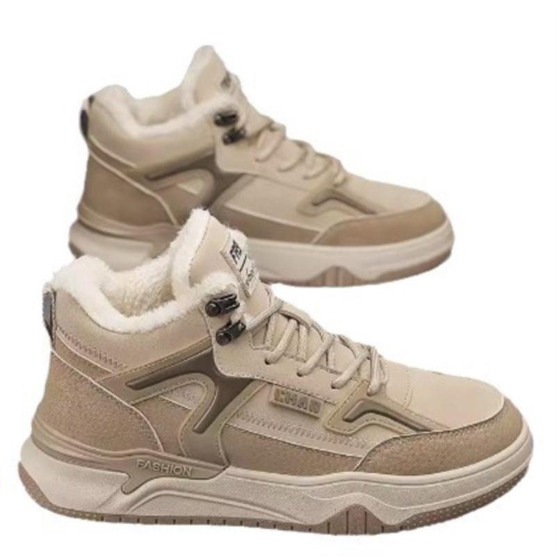 Fashion Men's Winter Cotton Shoes with Thick Warm Snow Boots Men's Outdoor Non-slip Sports High Top Board Shoes D581