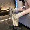Женские осенние новые дышащие спортивные и повседневные кроссовки на высокой толстой подошве из розовой легкой кожи