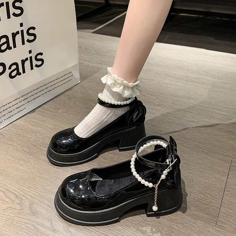 Весна/лето Туфли на высоком каблуке с юбкой Пряжки Туфли на высоком каблуке с жемчугом Туфли Мэри Джейн для женщин Банкетная повседневная деловая обувь для женщин