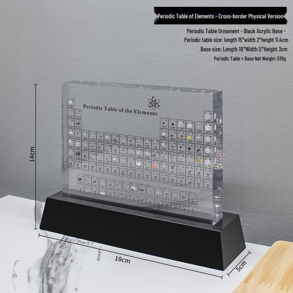 Акриловый встроенный дисплей периодической таблицы с физическими элементами