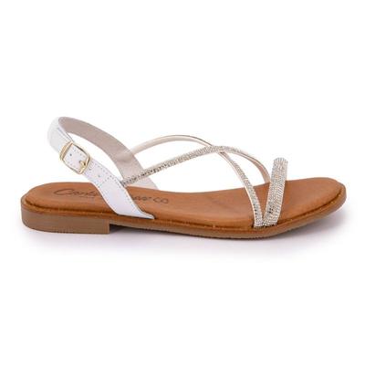 Босоножки с кристаллами и ремешком из стразов Женский