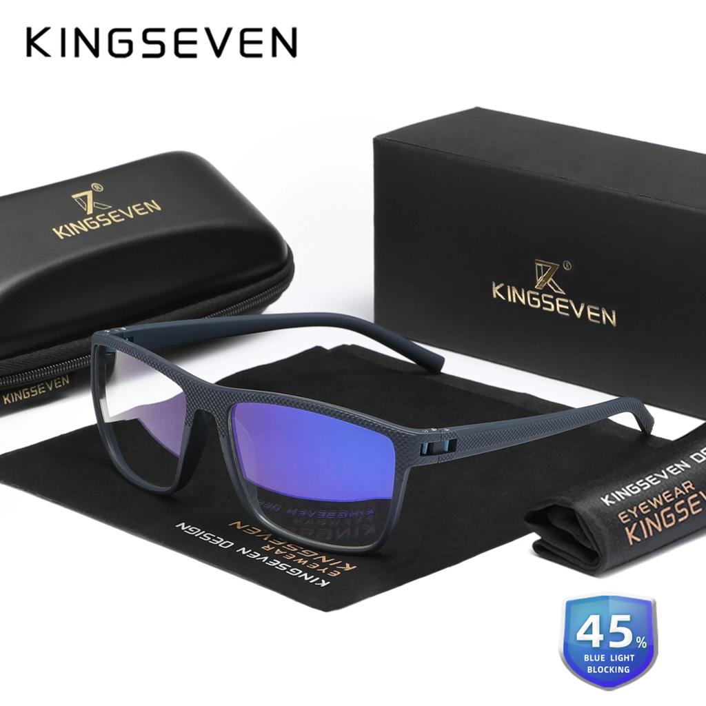 KINGSEVEN New 99% Anti-Blue Ray Glasses Transparent Lens Eyeglasses Men Women Computer Blue Light Blocking Decorative Eyewear