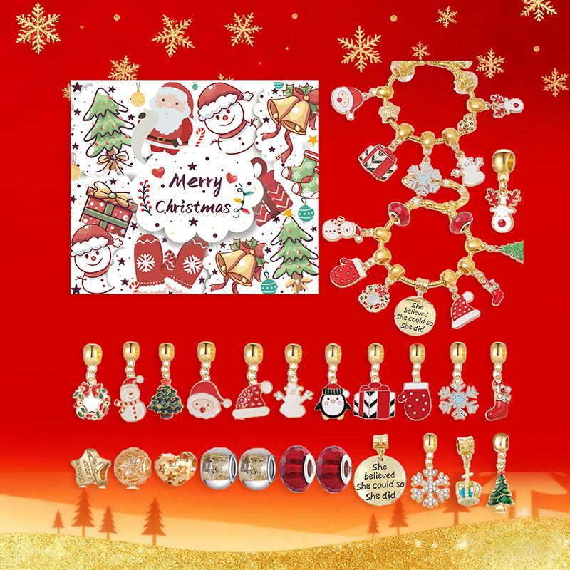 Подвеска-ожерелье Рождественский обратный отсчет Адвент-календарь Слепая коробка Рождественский DIY браслет