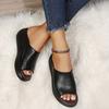 Comfortable Women's Wedge Sandals with Soft Sole and Wear-resistant Faux Leather Platform Slides