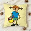 Anime Pippi L-Longstocking Cute Cartoon Double-Sided Printed Square Decorative Cushion Cover For Sofa Living Room Home Decor