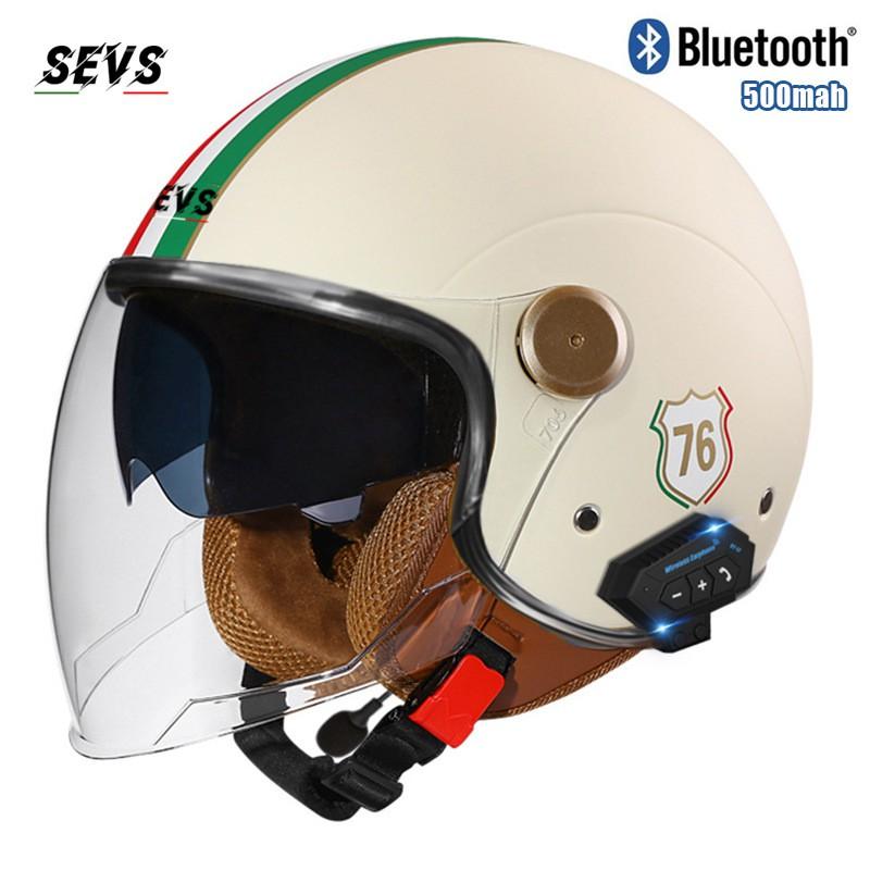 3C DOT Certified Bluetooth Motorcycle Half Helmet Retro Style Men Women All Season