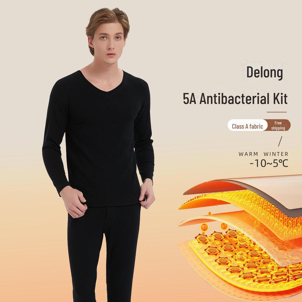 Men's Acrylic Thermal Underwear Set: German Velvet A-Type, Thick, Warm for Autumn and Winter.