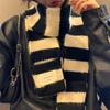 1Pieces Contrast Color Striped Scarf For Women Winter Korean Style All-match Simple Retro Knitted Scarf Warm Cold-proof Scarf