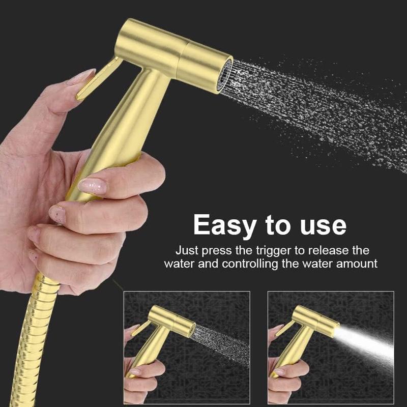 Gold Brushed Toilet Cleaning Bidet Spray Gun Wc Shower Head Douche Handheld Hose Sanitary Wall Holder Bathroom