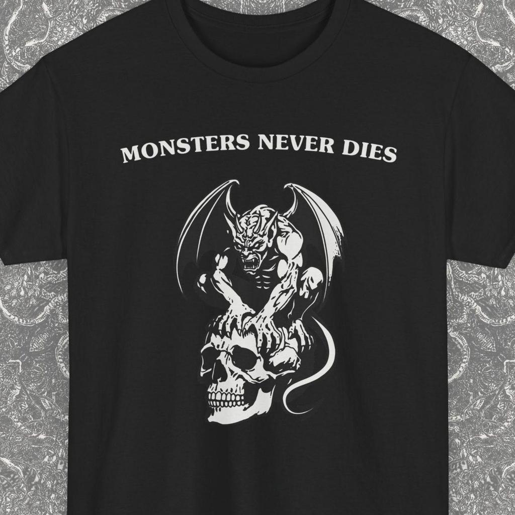 Gothic Gargoyle Shirt Horror Gift, Monsters Never Dies T-shirt, Motorcycle Gifts, Travel Gothic Tee